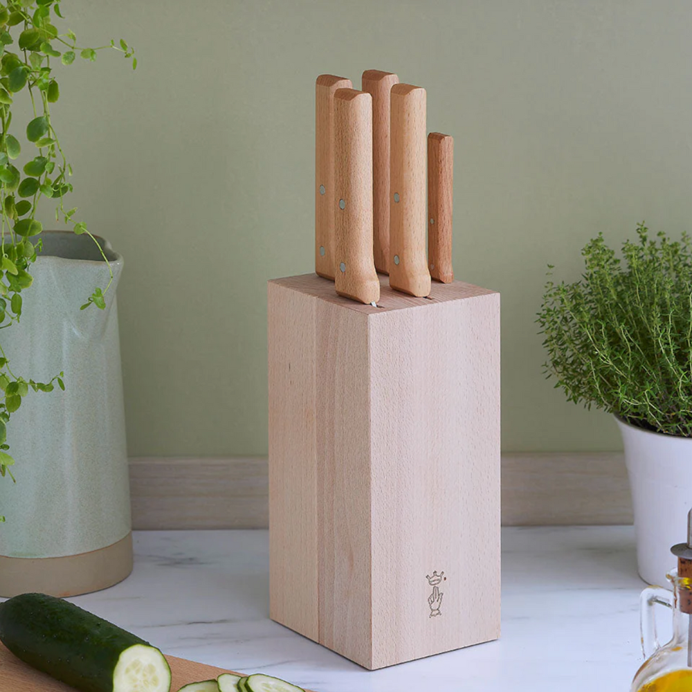 Opinel 5-Slot Beech Wood Knife Block