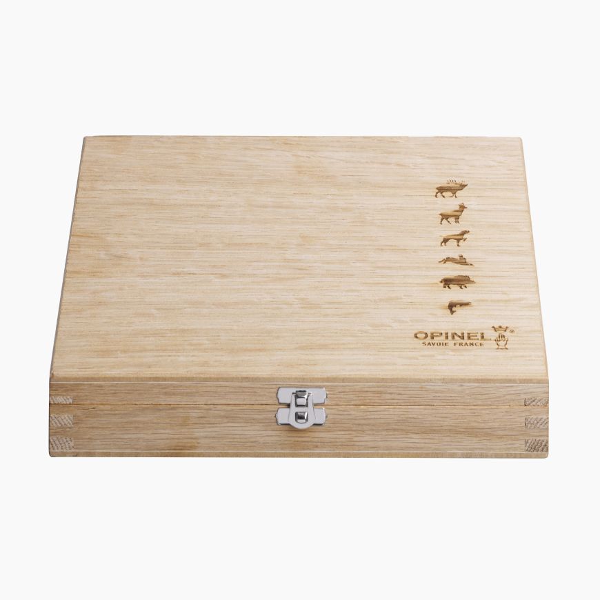 Opinel | Traditional N°08 Animalia Gift Wooden Box Set of 6 Asst. Stainless Steel 8.5cm - Oakwood