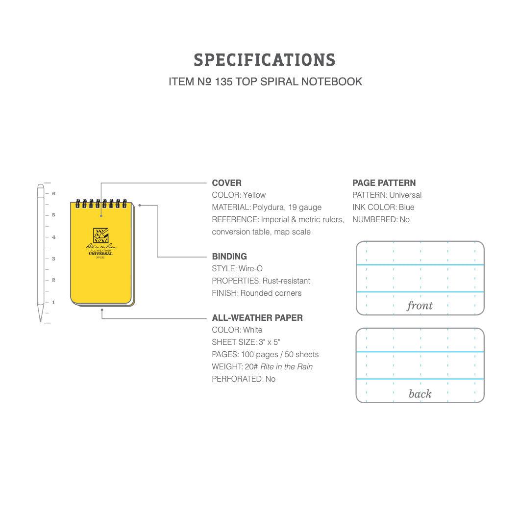 Rite in the Rain | Top Spiral Notebook 3" x 5" (3-pack)