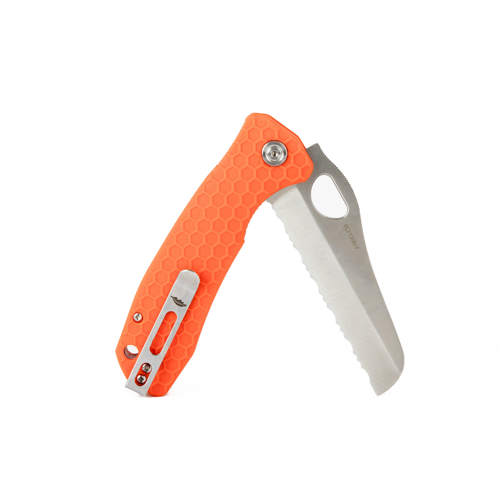 Honey Badger Rescue Knife - Serrated, Orange