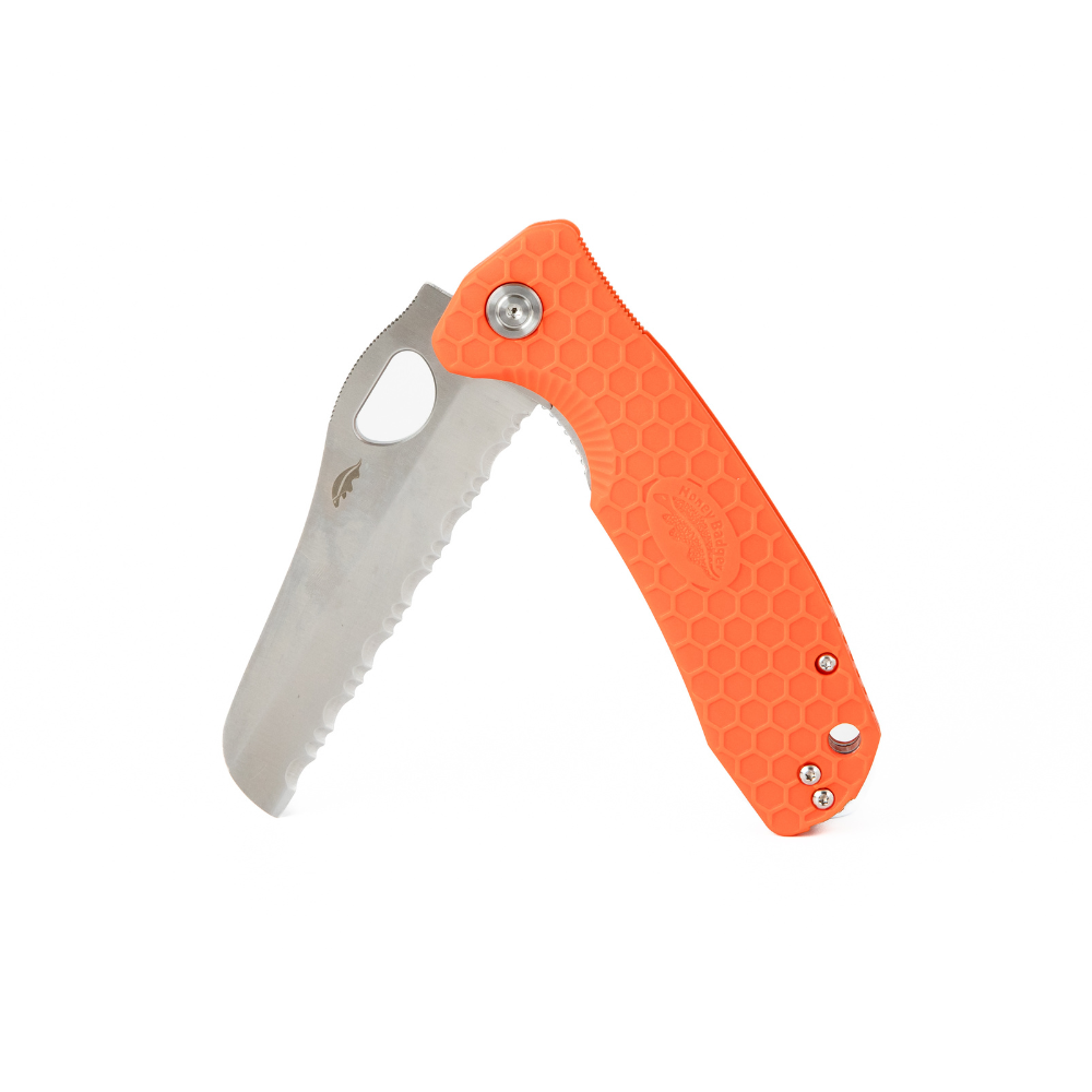 Honey Badger Rescue Knife - Serrated, Orange