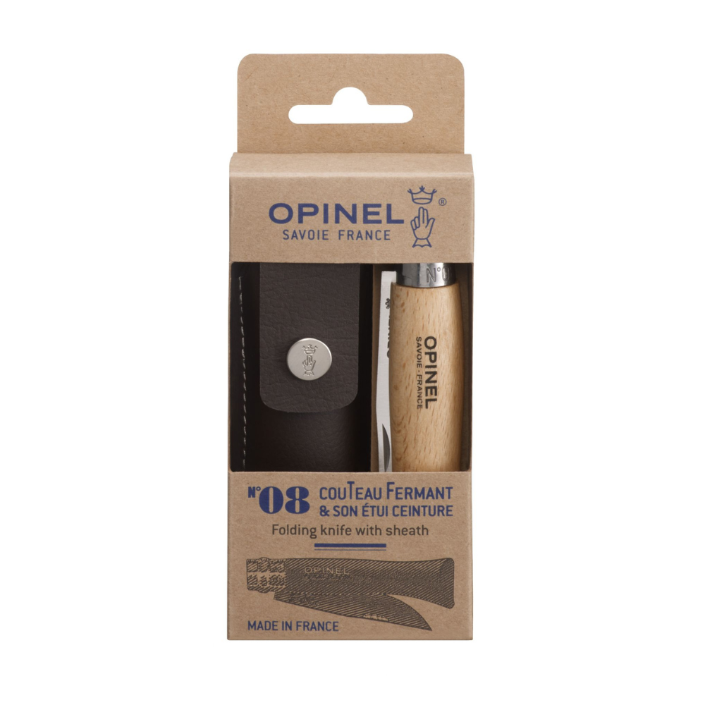 Opinel | Traditional No.08 Stainless Steel Folding Knife with Sheath