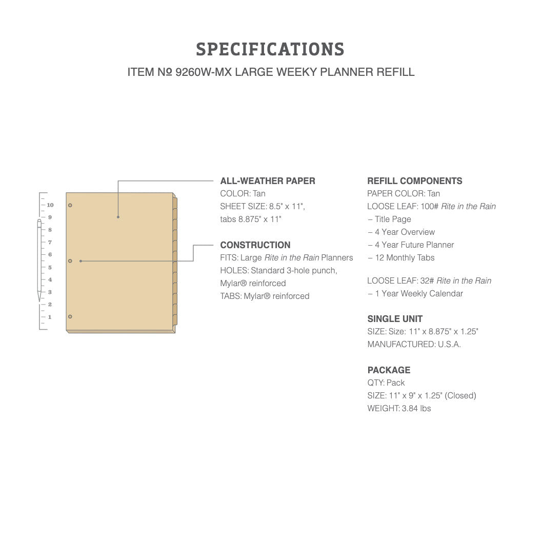 Rite in the Rain | Maxi Planner Refill
