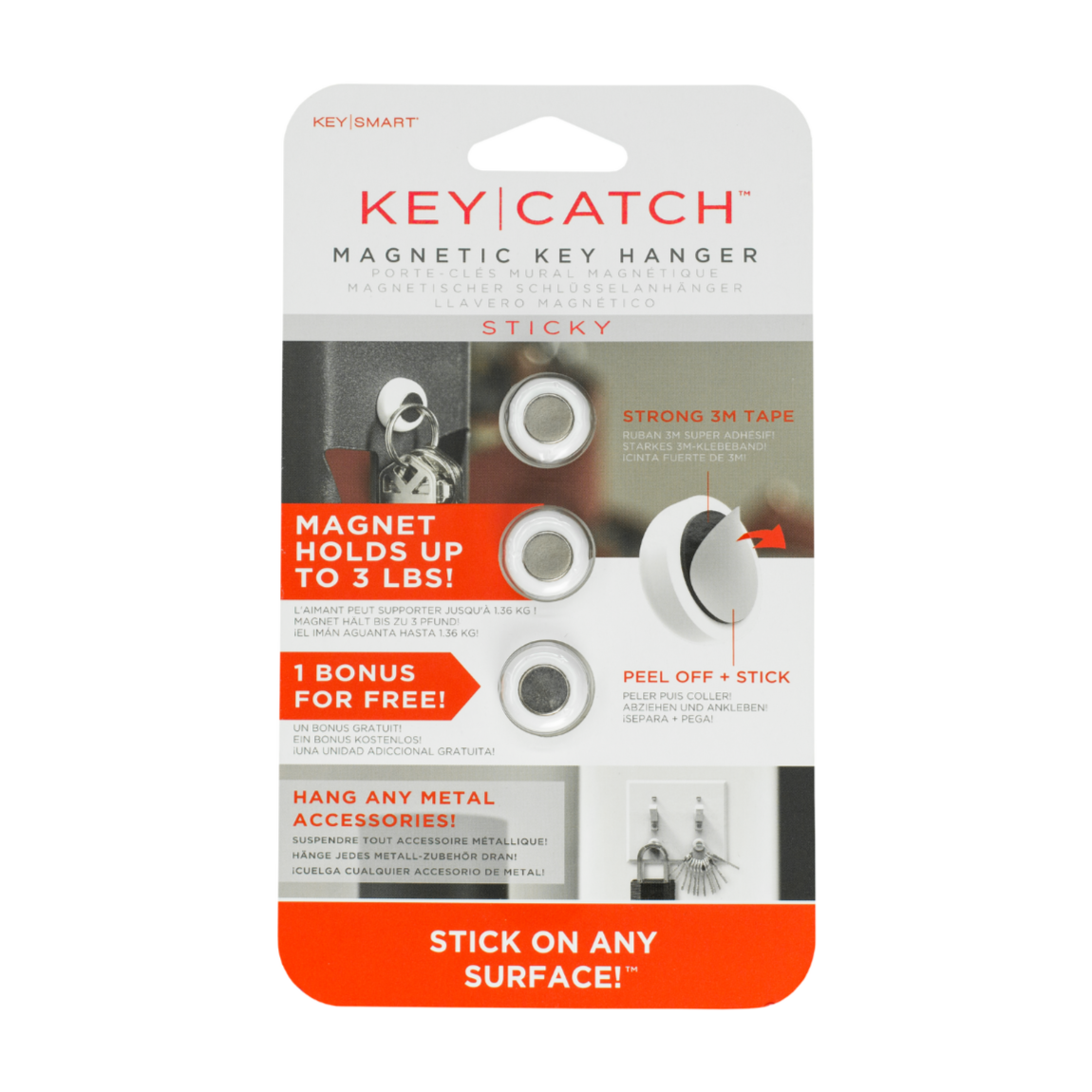 KeyCatch | Sticky/Magnetic Key Rack Adhesive 3 Pack