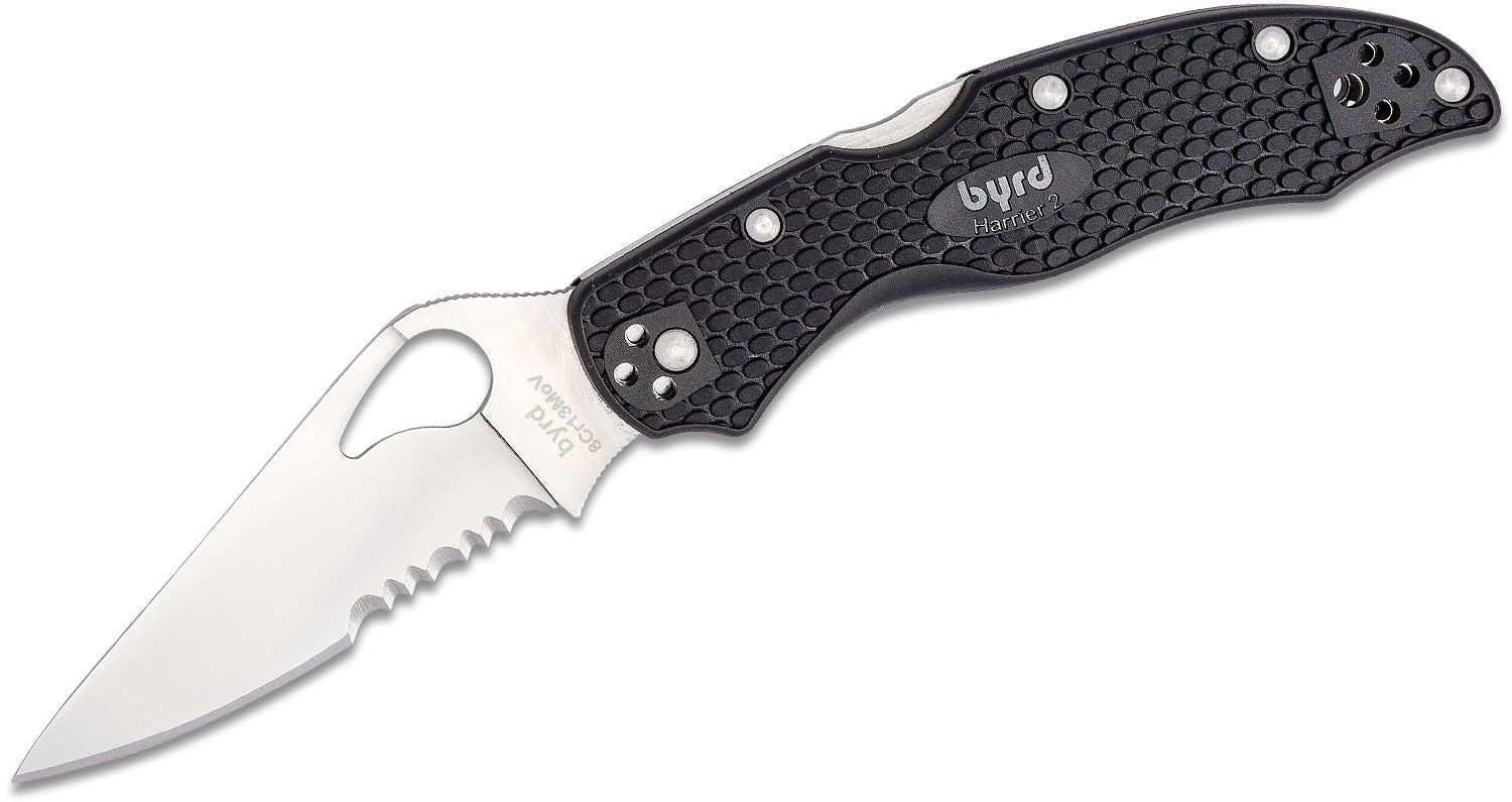 Spyderco | Byrd Harrier 2 Lightweight Knife Black Handle - Combo Blade