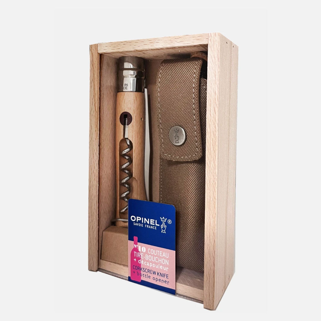 Opinel | N°10 Corkscrew Bottle Opener + Wooden Gift Box with Sheath