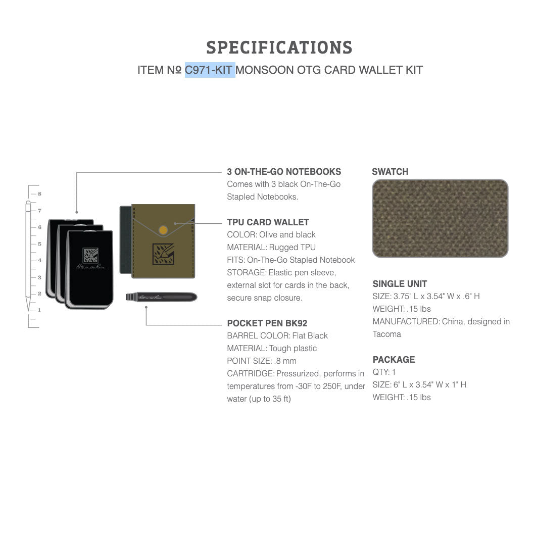 Rite in the Rain | Monsoon OTG Wallet Kit