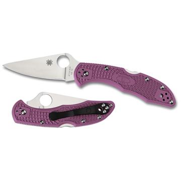 Spyderco Delica 4 Purple Flat Ground - Plain Blade