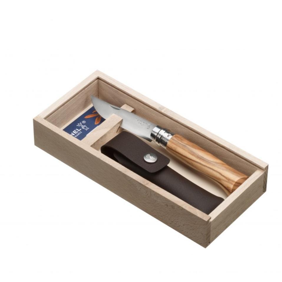No.08 Olive Wood Folding Knife with Sheath