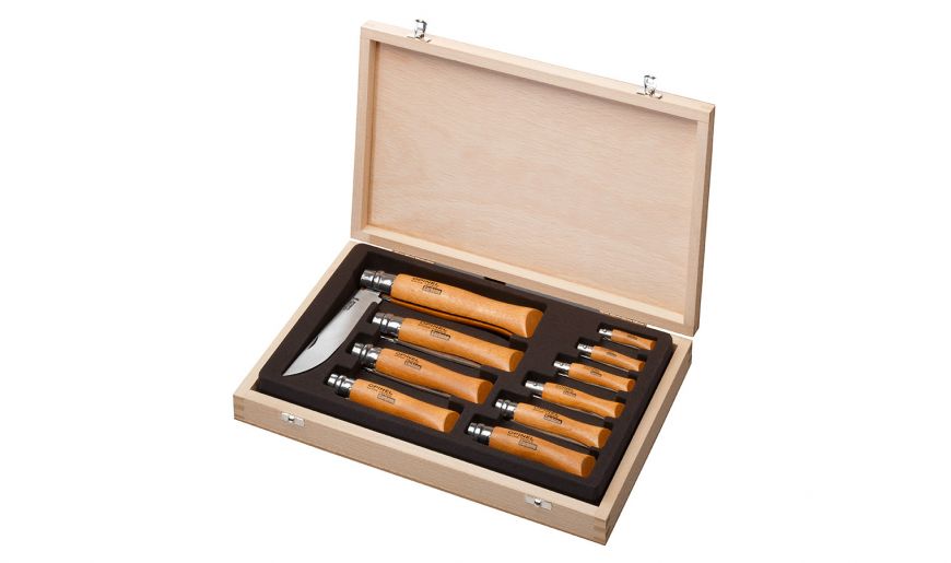 Opinel | Traditional Classic Change Tray of 10 Carbon Steel Knives Showcase (#02 to #12)