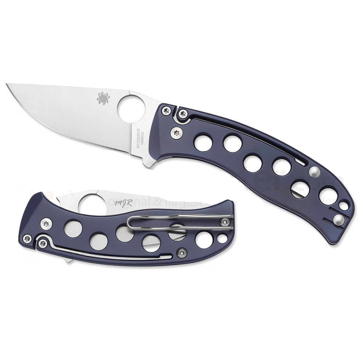 Spyderco | PITS Folder Titanium Knife - Blue Bead Blast - Plain Blade
