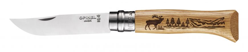 Opinel | Traditional Knife #08 Animalia Deer S/S 8.5cm - Oakwood