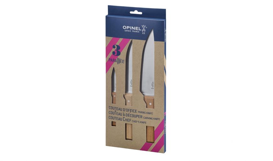 Opinel | Parallele S/S 3pc Knife Set (Paring 8cm, Chef 20cm, Carving 16cm)